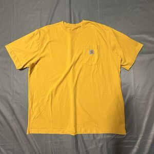 Carhartt Shirt Mens 2XL Short Sleeve Yellow Crew Neck Original Fit Pocket Work